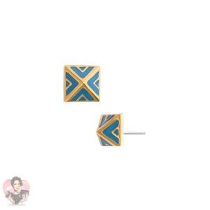 VINCE CAMUTO Blue  Micro Geometry Enamel Pyramid Stud